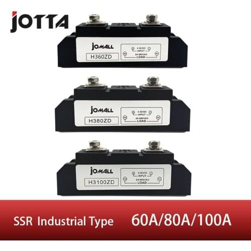 60A/80A/100A Industrial SSR Single-phase Solid State Relay Input 3-32VDC Output 24-680AC