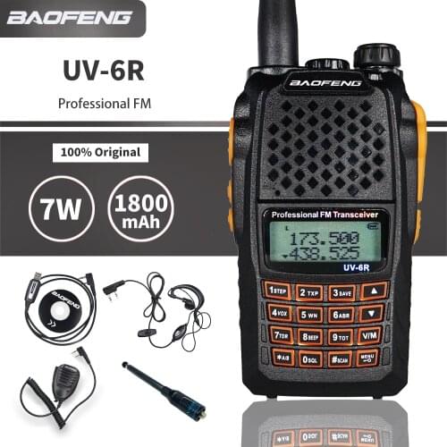 Baofeng UV-6R Walkie Talkie 7W High Power Two Way Radio UHF VHF Dual Band Handheld Transceiver UV 6R FM 128CH VOX Ham CB Radio
