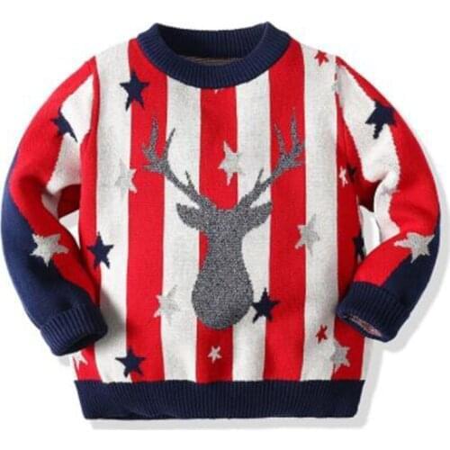 Christmas Clothes Baby Girls Boy Long Sleeve Star Knit Sweater Autumn Winter Kids Girls Boy Pullover Sweaters Childrens Clothe