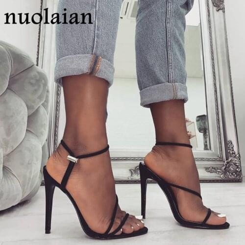 11CM High Heel Summer Sandal Shoes For Woman Thin Heels Sandals Casual Suede Leather Shoe Women Gladiator Pumps Lady Chaussure