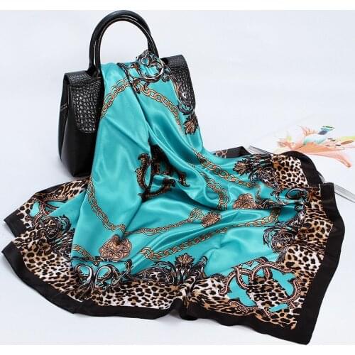 Scarf women luxury Fashion Silk Square Scarf For Women 90*90cm Neck Hair Tie Band Bag Warp Soft Neckerchief Hijab Female Foulard