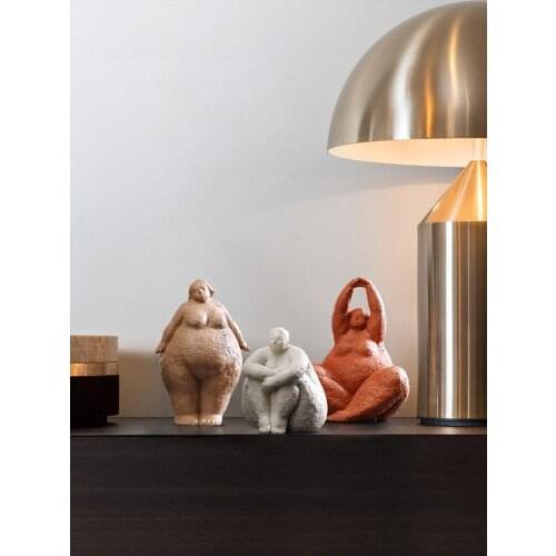 Nordic Creative Yoga Figure Sculpture Abstract Fat Lady Figurines Modern Fat Lady Statue Office Bookcase Art Home Decorations