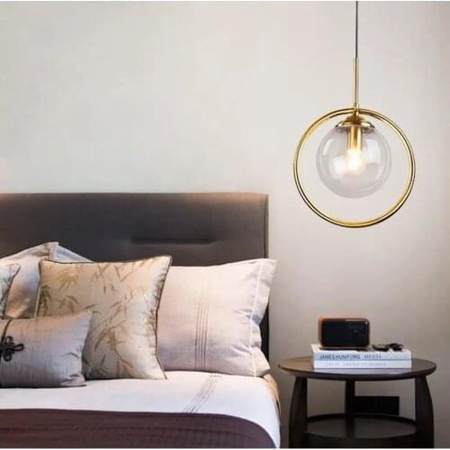 Modern Simple Glass Pendant Light, Ring Led Hanging Lamps Living Room Hotel Restaurant Bedroom Indoor Decor Lighting Fixtures