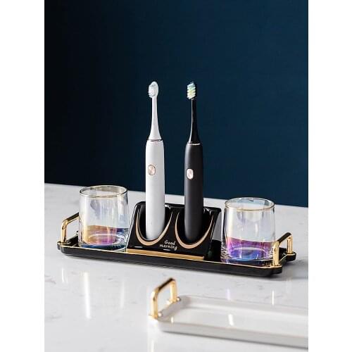 Light Luxury Electric Toothbrush Double Mouthwash Cup Storage Tray Bathroom Multifunctional Desktop Decoration Home Decoration