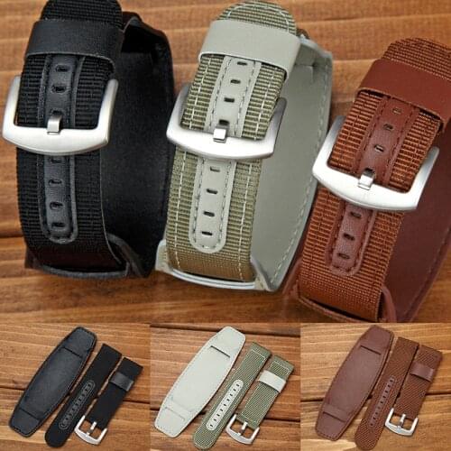 18/20/22/24mm Woven Nylon Strap Fashion Men Sport Leather Replacement Wristbands Quick Release Adjustable Strap Band