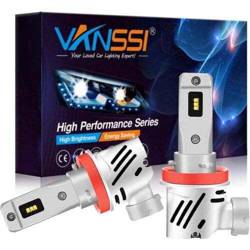 VANSSI H11/H9/H8 LED Headlight Bulbs,6000lm 6000k White Super Bright All-in-One Conversion Kit,Pack of 2
