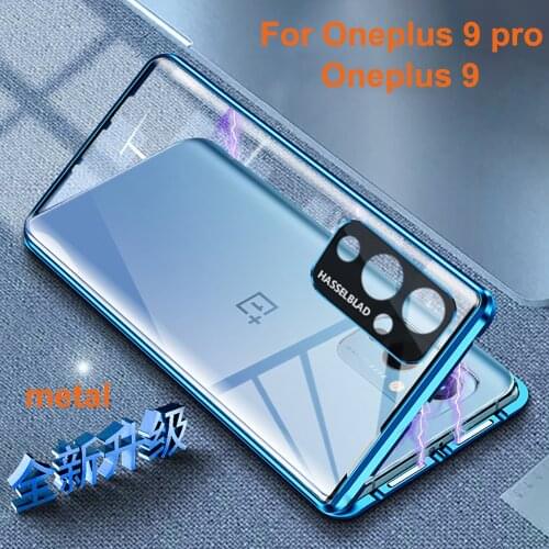 Green silver For Oneplus 9 9 pro Case Metal Frame Doubl Sided tempered glass Cover For Oneplus9 9pro phone Cases