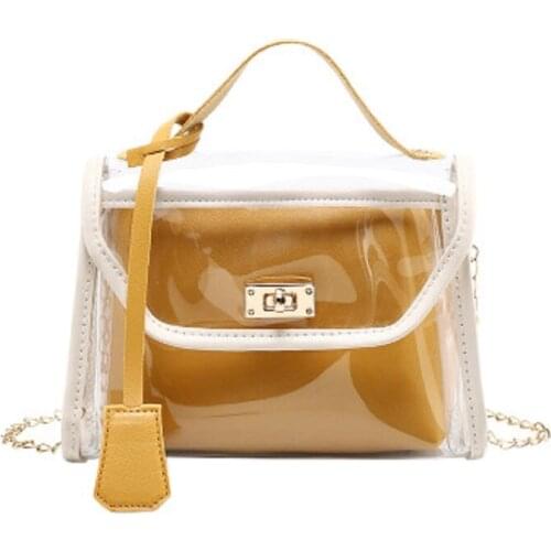 Women Transparent Shoulder Crossbody Bag Women Summer Small Bags With Mini Leather Pocket ChainStrap For Girls