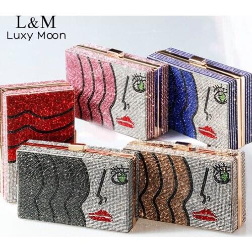 Women Diamond Clutch Purse And Handbag Cartoon Pattern Evening Bag Luxury Small Party Wedding Metal Box Designer Bag Sac X438H