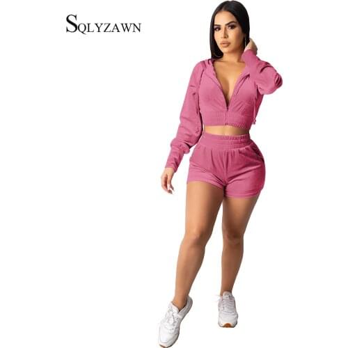 Women Tracksuit Zipper Hoodies Sweatshirt Pants 2 Pieces Set 2020 Winter Female Velvet Cropped Top Pullover and Trousers Suits