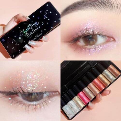 10 Colors Liquid Eyeliner Pearlescent Eye Shadow Diamond Shining Liquid Monochrome Long Lasting Cosmetics Makeup TSLM 1
