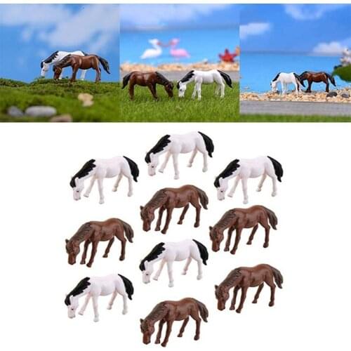 10Pcs Mini Miniature Horse Moss Fairy Garden Figurine Landscape Bonsai Decor Mini Miniature Horse