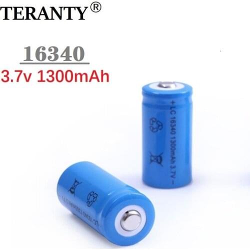 2Pcs/set 16340 battery CR123A 3.7V 1300mAh Rechargeable Li-ion Battery for Led Flashlight batery litio battery Wholesale
