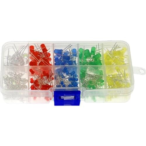 300Pcs 3MM/5MM LED Diode Kit Mixed Color Red Green Yellow Blue White + Box 100 Per Color / 5MM5x20 Pcs/3MM4X5PCS