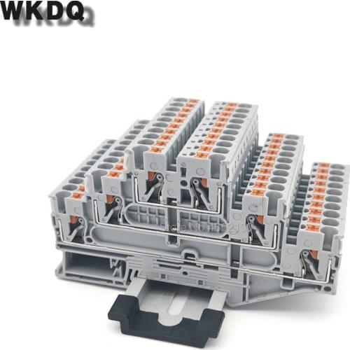 50Pcs PT 2.5-3L 3 Level Wire Electrical Triple Layer Feed Through Electrical Connector Push-in Din Rail Terminal Block PT2.5-3L
