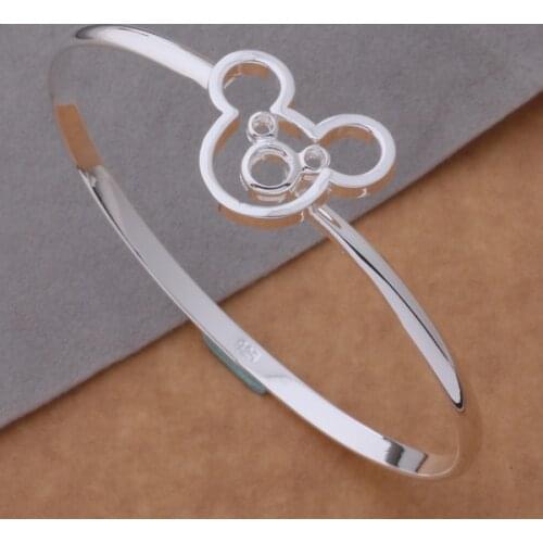 AB044 Hot sterling bangle bracelet, fashion jewelry mikey /agdaixka aitajaaa silver color