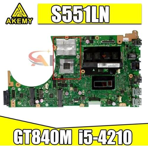 Akemy S551LN REV 2.2 Motherboard For Asus V551L S551L S551LB S551LN R553L Laptop mainboard with GT840M 4GB RAM i5-4210 CPU
