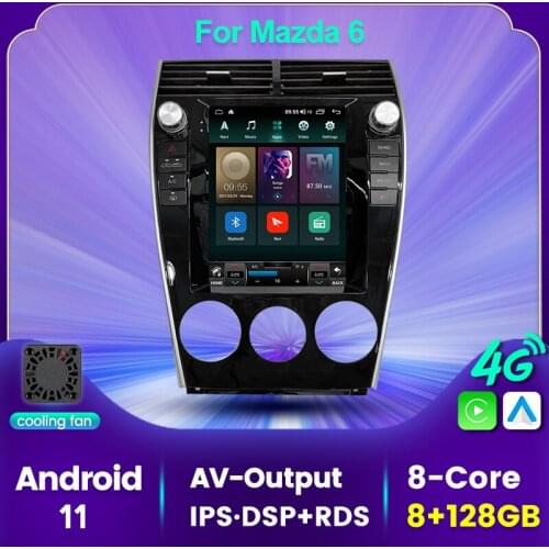 9.7‘’Tesla IPS 6+128G Car Audio GPS Stereo for Mazda6 Mazda 6 2004-2015 Multimedia Cooling Fan carplay DSP+DRS 4GLTE AV output