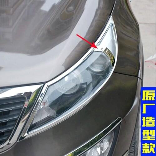 Car Auto Accessory Front Lamp Cover Headlight Cover Trim For Kia SportageR 2011-2014 Abs Chrome 2pcs
