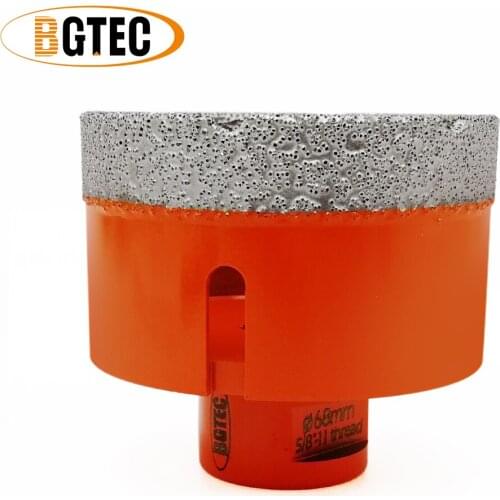 BGTEC 1pc 68mm Vacuum brazed diamond Dry drilling bit 5/8-11 thread Drill bit porcelain tile, granite, marble diamond Hole Saw