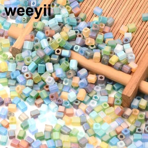 Approx.100pcs 4mm Matte Colorful Cube Beads Loose Czech Glass Beads for Beads Bracelet Necklace Jewelry Making Diy Accessories