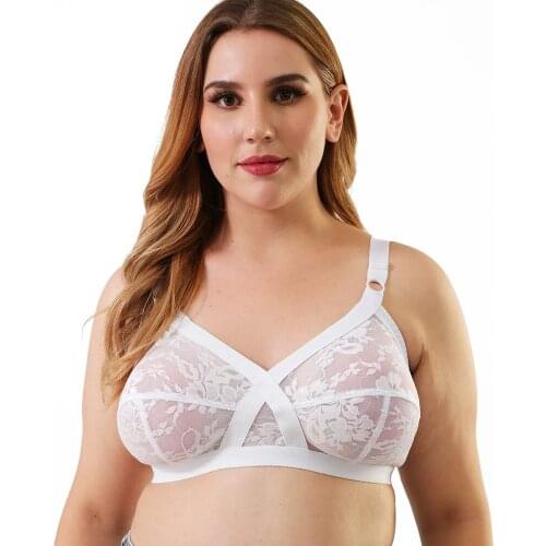 Hot Selling Embroidery Large Size Dropshipping Bras For Women Sexy Lingerie Underwire Lace Bralette Ultra Thin Minimizer