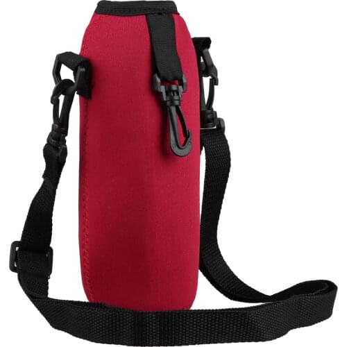 500/750ML Bottle Pouch Adjustabl Shoulder Strap Water Bottle Carrier Insulated Neoprene Water Bottle Holder Bag Case Pouch Cover
