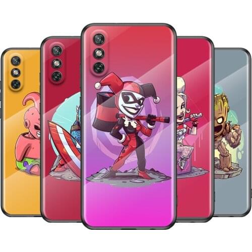 Anime cartoon Marvel For Huawei Y6 Y7 Y9 Y5P Y6P Y8S Y8P Y9A P Smart Z 2019 2020 2021 Tempered Glass Phone Case