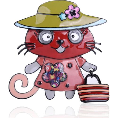 D&Rui Jewelry Cat Brooches & Pins Women Kids Brooch Fashion Classic Clothing Pin Jewelry Cute Animal Handbag 2019 Hot Sale New