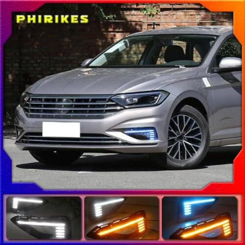 For Volkswagen Jetta Sagitar 2019 2020 Dynamic Yellow Turn Signal Relay Waterproof 12V Car DRL Lamp LED Daytime Running Light