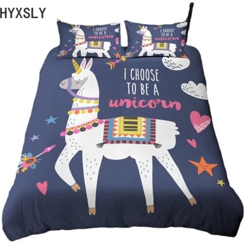Home Textile Bedclothes Bedding Set Cartoon Alpaca 2/3 Pcs Duvet Cover Set Single/Twin/Double/Queen/UK King/AU King/US King Size