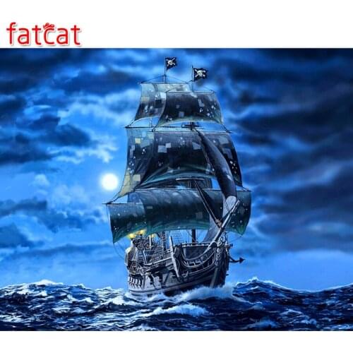 FATCAT Diamond Embroidery Full Caribbean pirates sea ship Diamond picture 5D Diy diamond painting mosaic home decor crafts AE331