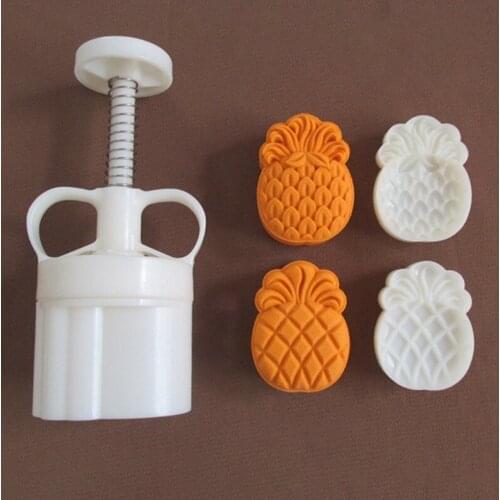 50g Barrel Mooncake Mold with 2 Pineapple Cloud Stamps Cookie Cutter Green Bean Pastry Mould DIY Bakeware