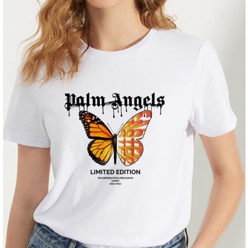 T-shirt Women Beautiful butterfly Printed Aesthetics Graphic Short Sleeve Summer Lady Clothes Tops Clothing Tees Female Tshirt
