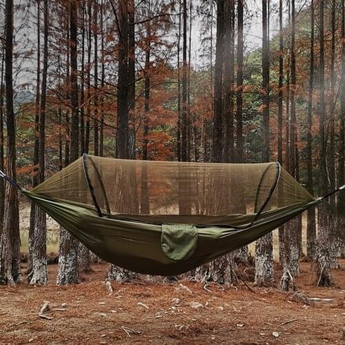 Automatic Quick Open Mosquito Net Hammock Outdoor Camping Spreader Bar Anti-rollover Hammock Nylon Hammock Outdoor Furniture