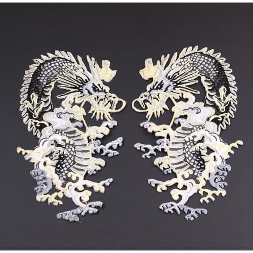 Chinese animal Golden thread Black Dragon embroidery patch bags Coat T-shirt decoration patches wholesale Clothing Accessories