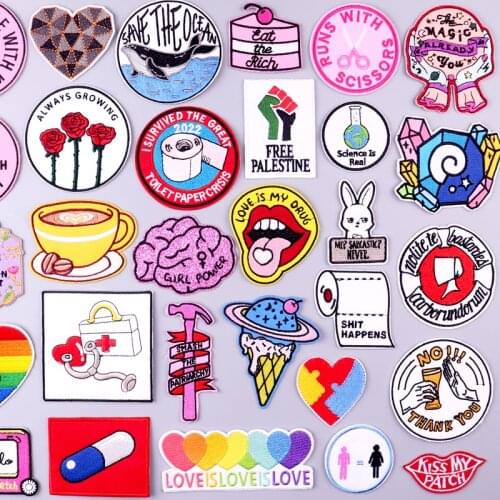 Cartoon Patch DIY Embroidery Patches For Clothing Stripes Badge Bright Patches For Clothes Iron On Patch On Clothes Accessories