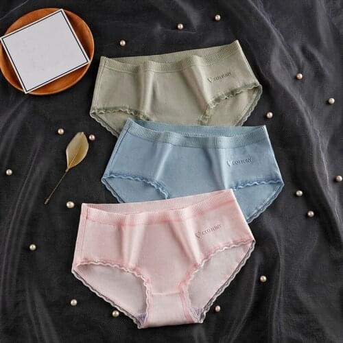 1PC Womens Underwear Pure Cotton Medium Low Waist Comfortable Crotch Large Triangular Wholesale
