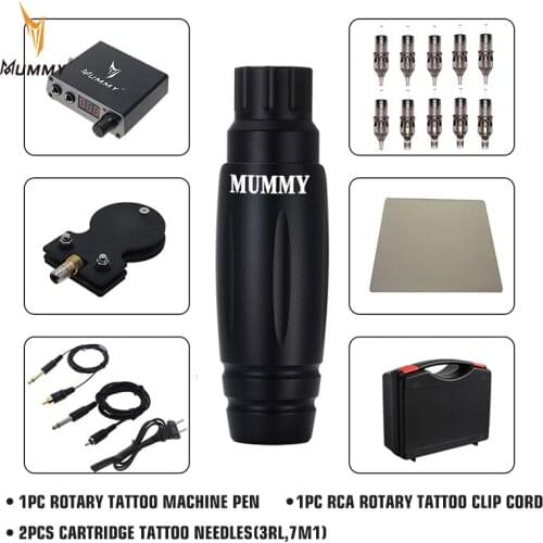 Mummy New Professional Tattoo Rotaty Pen Machine Japan Coreless Motor Power Supply Needles Tattoo Supplies Tattoo Machine