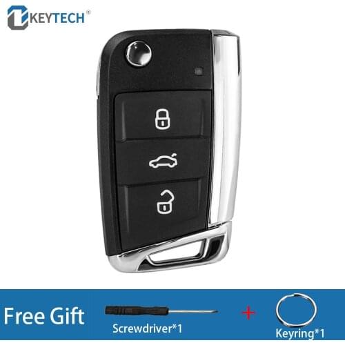 OkeyTech 3 Button Flip Folding Replacement Car Key Shell For V W Golf 7 4 5 Passat b5 b6 Polo Touran For Seat Skoda Remote Cover