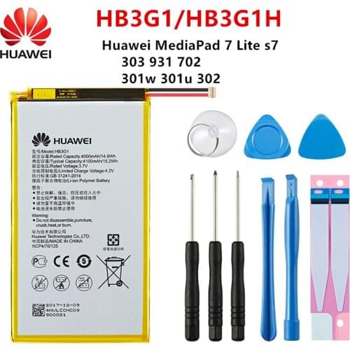 100% Orginal HB3G1/HB3G1H Battery 4000mAh For Huawei S7-303 S7-931 T1-701u S7-301w MediaPad 7 Lite s7-301u S7-302 + Free Tools