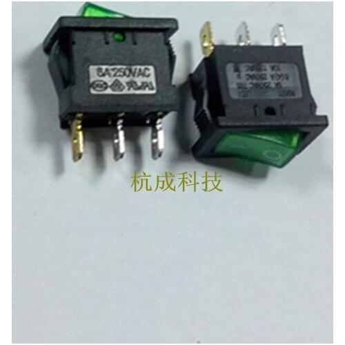 Original new 100% RS601-1020011GB rocker switch 3pin with green lamp 6A250VAC