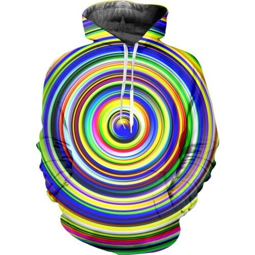 IFPD EU Size Fall Casual Hoodies Mens Cool Print Abstract Color Swirl Dizzy 3D Sweatshirt Couple Hooded Man Long Sleeve Pullover