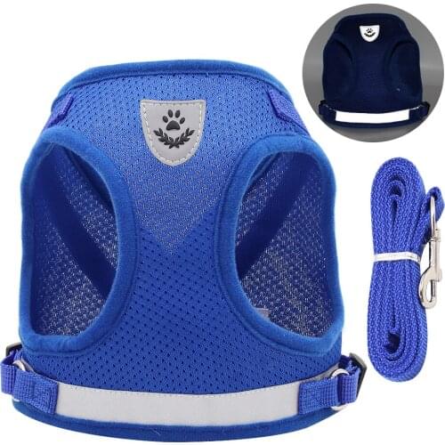 Pet Adjustable Breathable Harnesses Vest Soft Mesh Chest Strap Harness Pet Training Supplies Outdoor Walking Lead Leashs For Dog