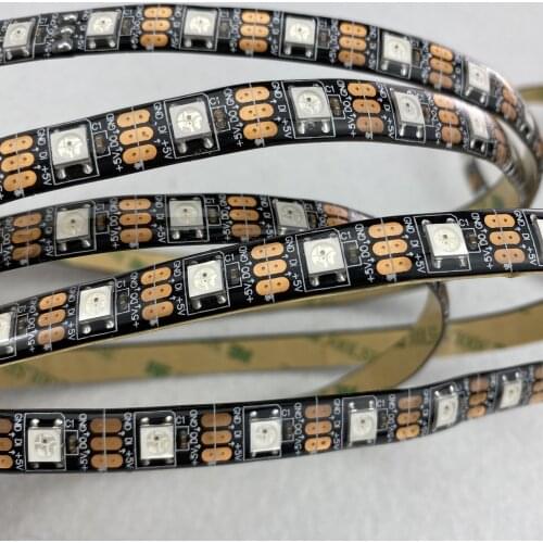 5m 60LEDs/m DC5V addressable WS2812B led pixel strip,waterproof by silicon coating,60pcs WS2812B/M with 60pixels;BLACK PCB
