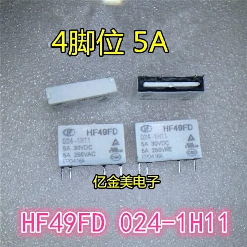 Relay HF49FD 024-1H11 New HF49FD / 024-1H11 4-pin 5A contact