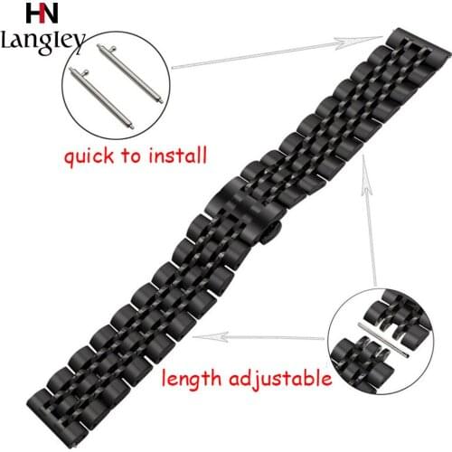 20 22mm Solid Stainless Steel Straps For Galaxy Watch 42/46 Samsung Gear S2 S3 Frontier huawei 2 Watchband Watches Accessories