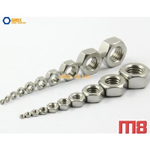 50 Pieces M8 316 Stainless Steel Metric Thread Hexagon Nut