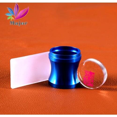 Promotion!Super Big 4cm transfer clear stamp Nail Stamper Scraper Set with Cap Silicone Refill Head Polish Print Manicure Stamp