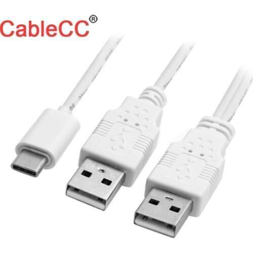 Jimier CY Cable USB 3.1 Type C USB-C to Dual A Male Extra Power Data Y Cable for Cell Phone & Hard Disk